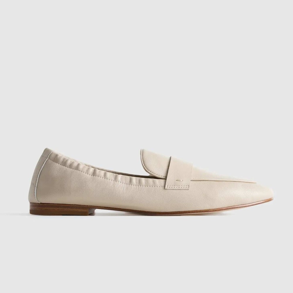 Quince Italian Leather Soft Loafer Cream Leather Elastic Heel Flats Size 7 - Picture 2 of 12
